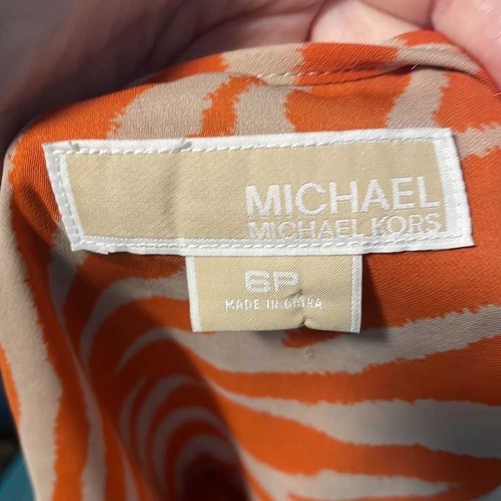 Michael Kors Orange Tan Zebra Pattern Tiered Tank Top Size 6P - Picture 4 of 4